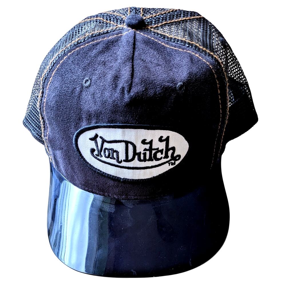 Von Dutch Y2K CLEAR UV400 Magic Visor Patent Trucker cap hat blk Kustom vintage
